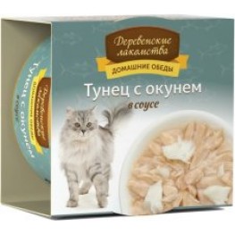 Деревенские лакомства консервы д/кош тунец/окунь в соусе ж/б 80г